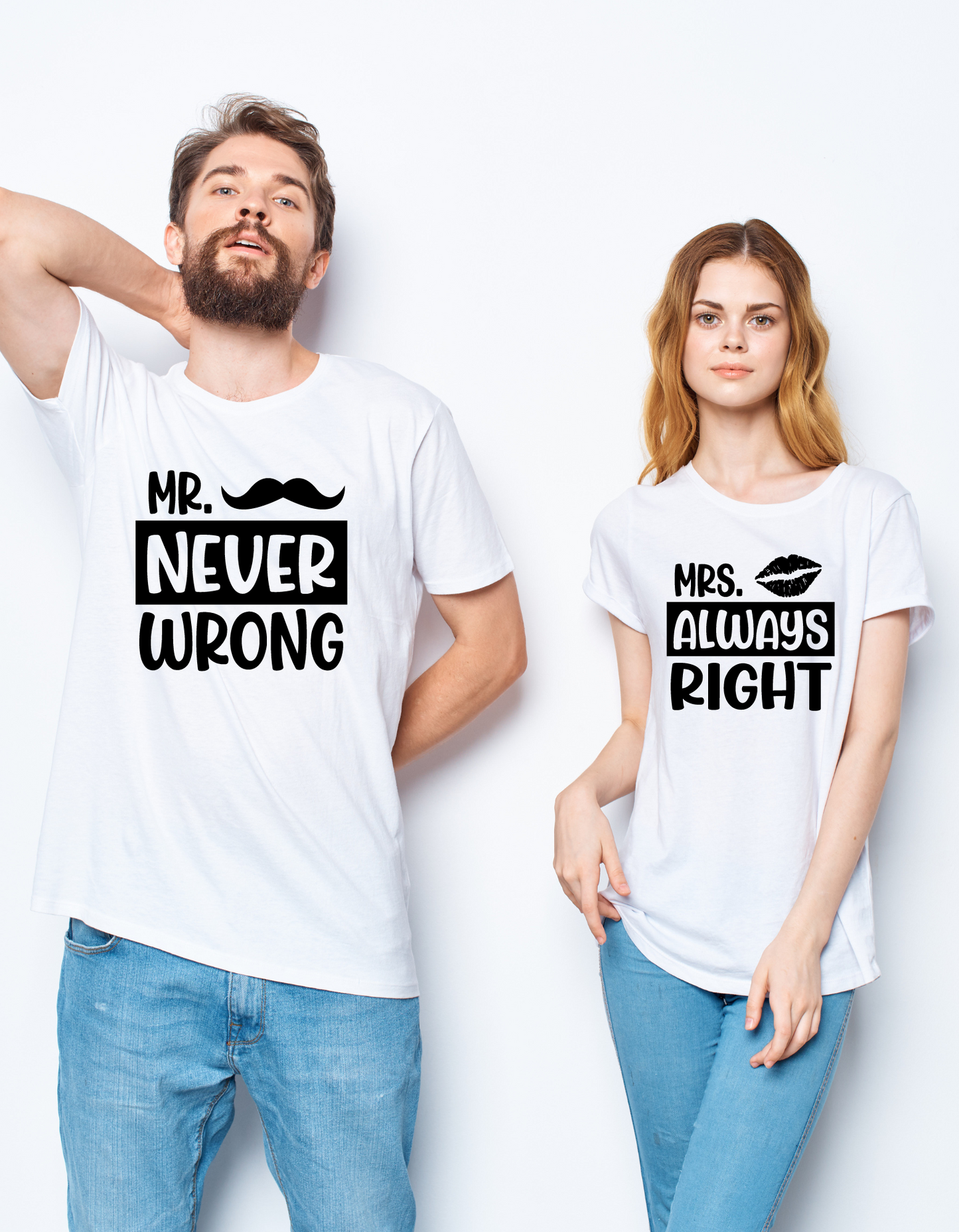 Mr. Never Wrong & Mrs. Always Right Couples T-Shirts