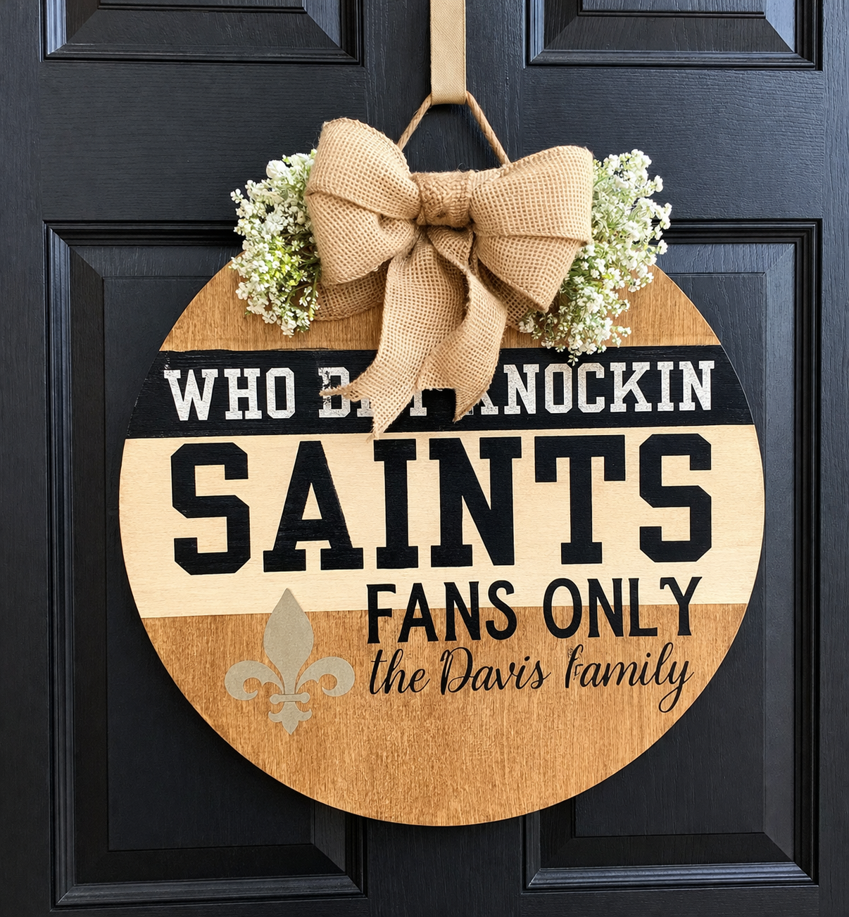 WHO DAT Knockin’ Door Hanger – Saints Inspired | Fans Only Statement Decor