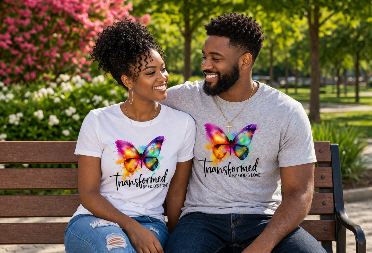 Transformed by God’s Love” T-Shirt – Christian Faith-Based Graphic Tee (Poly Cotton Blend)