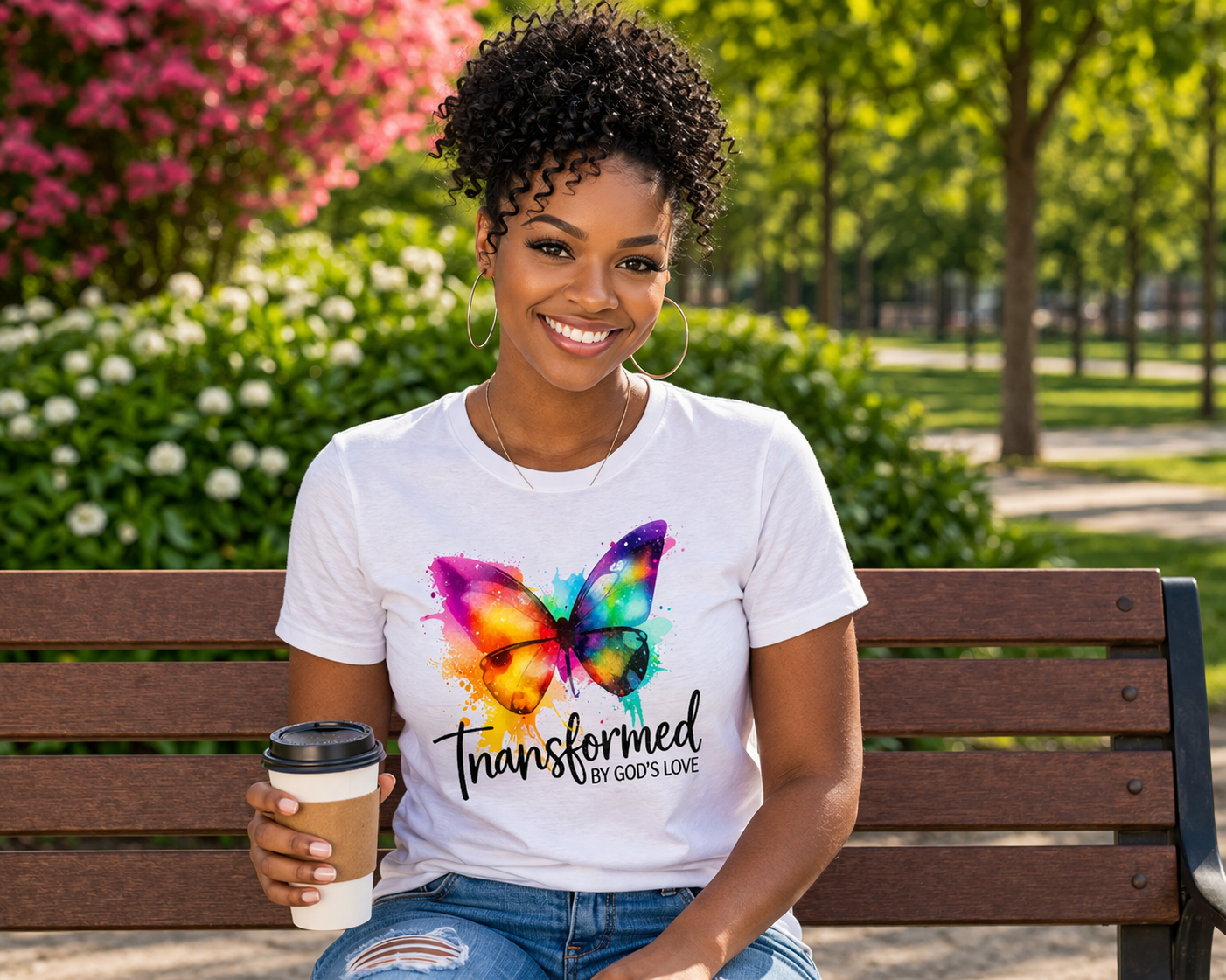 Transformed by God’s Love” T-Shirt – Christian Faith-Based Graphic Tee (Poly Cotton Blend)