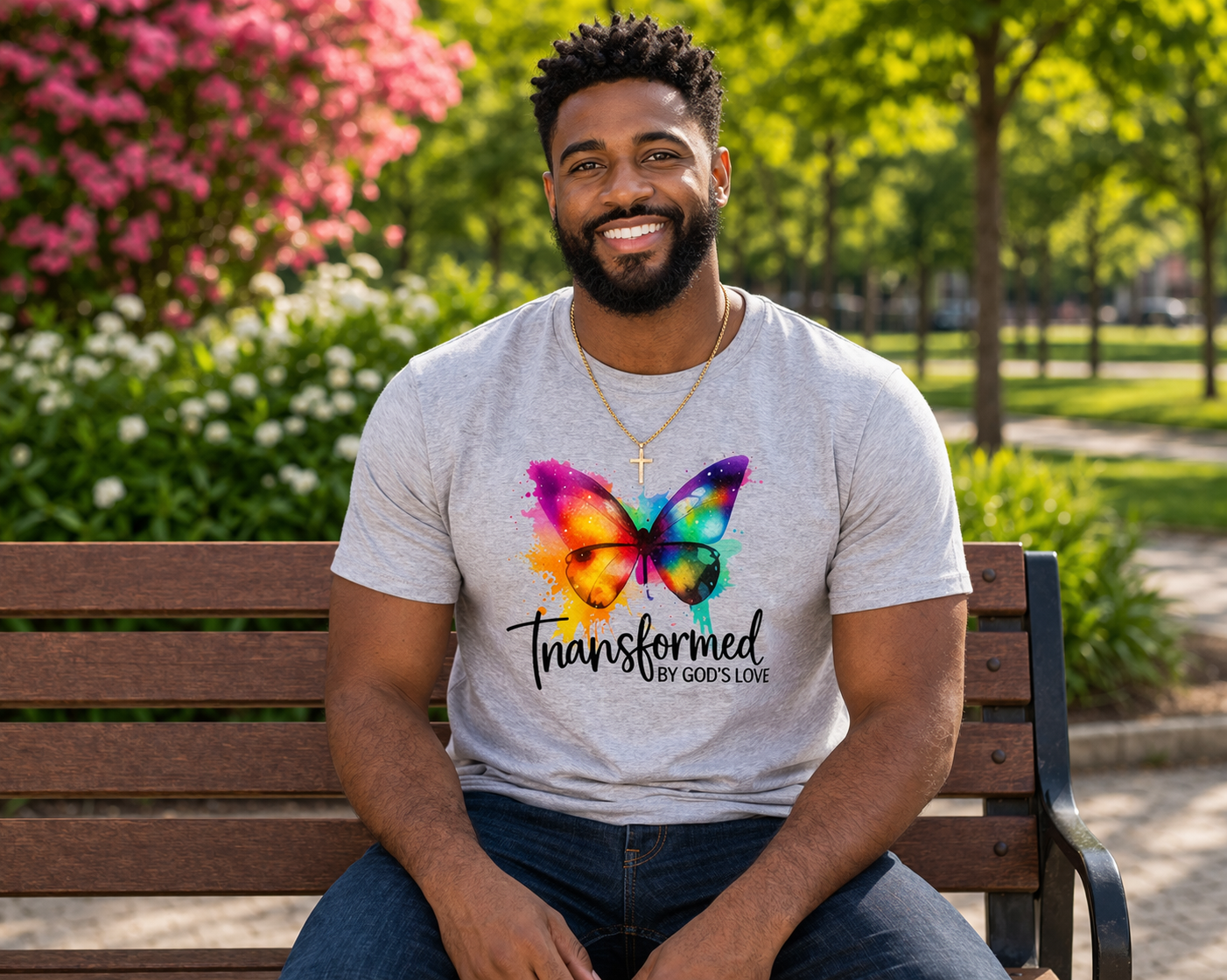 Transformed by God’s Love” T-Shirt – Christian Faith-Based Graphic Tee (Poly Cotton Blend)