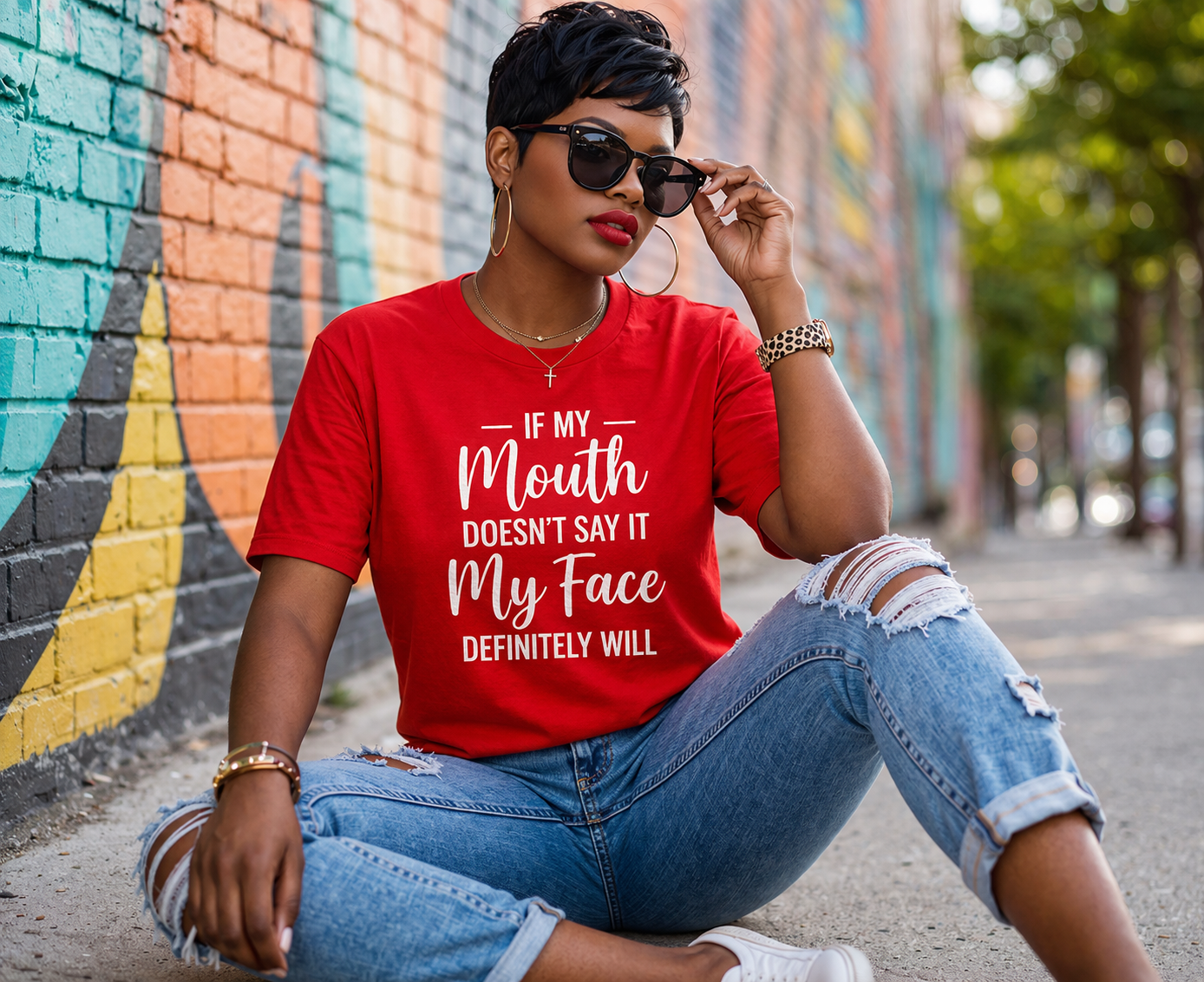 If My Mouth Doesn’t Say It, My Face Definitely Will T-Shirt – Bold Attitude Graphic Tee (Women’s Statement Shirt)