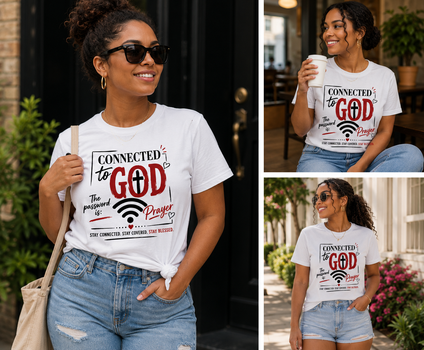 Connected To God Password is Prayer Short Sleeve TShirt