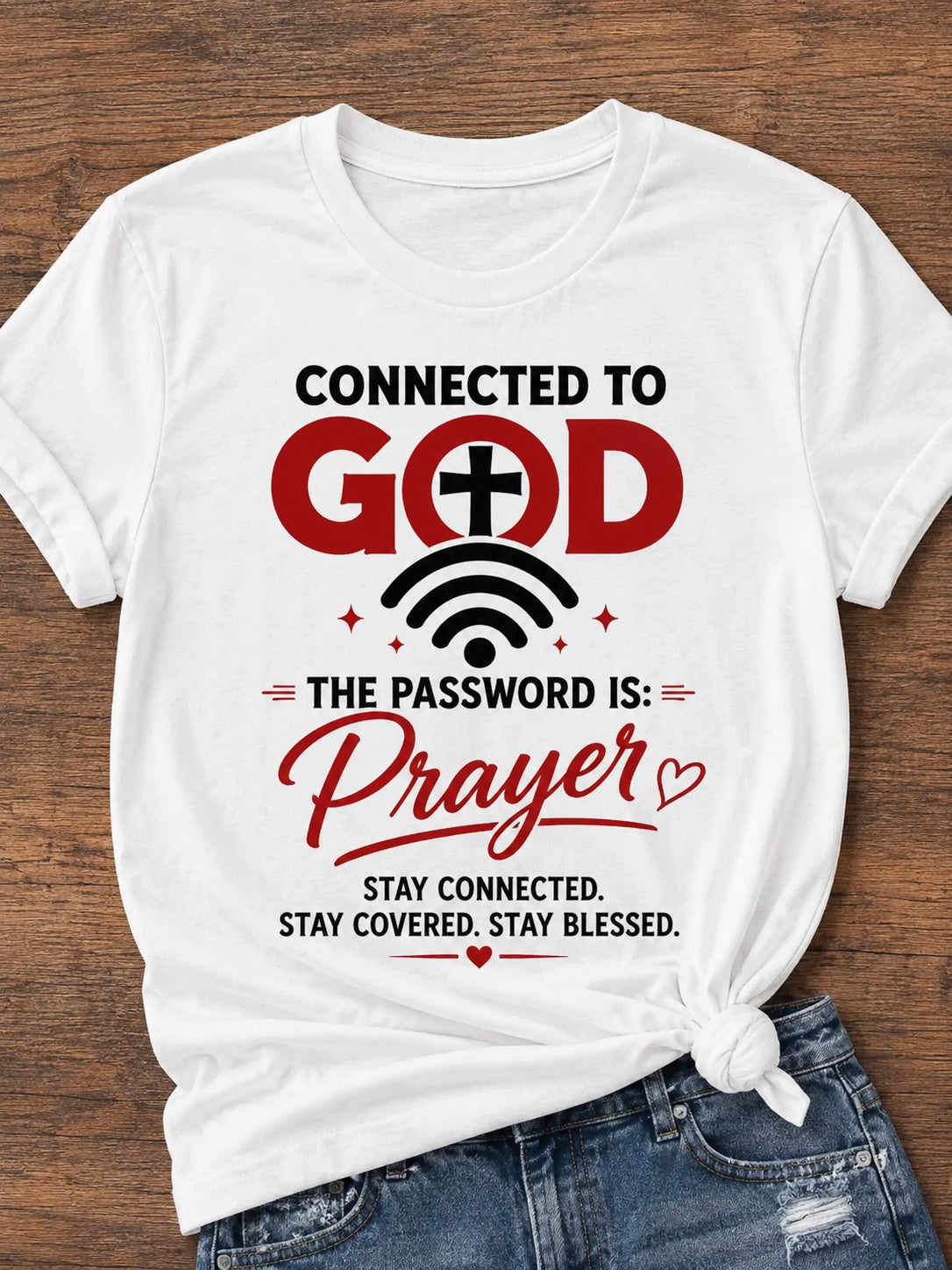 Connected To God Password is Prayer Short Sleeve TShirt