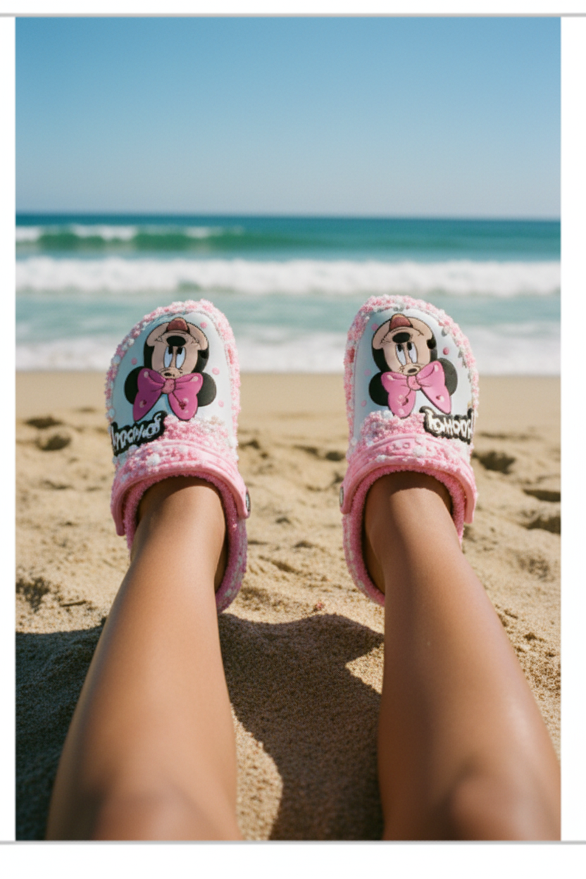 Pink Crocs Beach No Socks