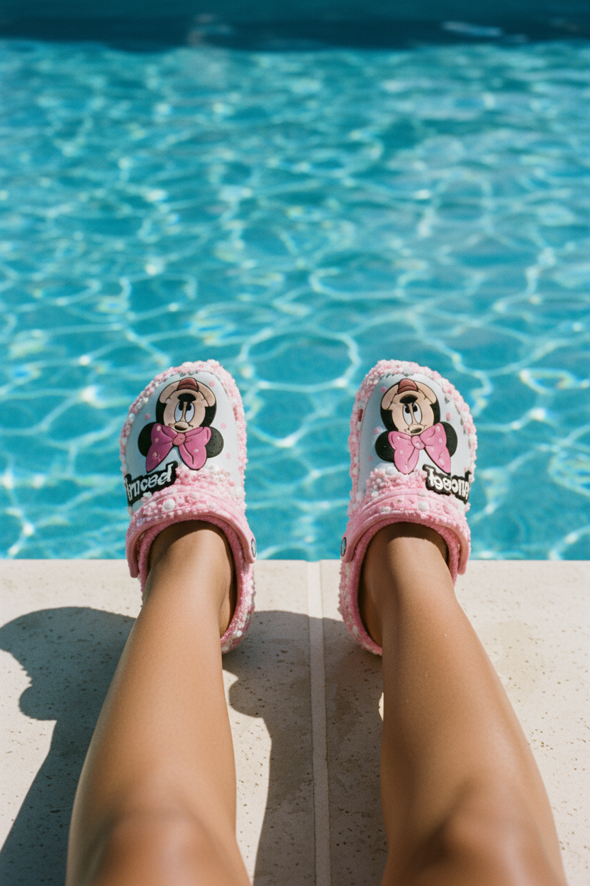 Pink Crocs Poolside No Socks